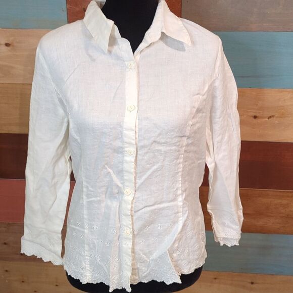 Large 100% in linen button down shirt - Picture 1 of 5